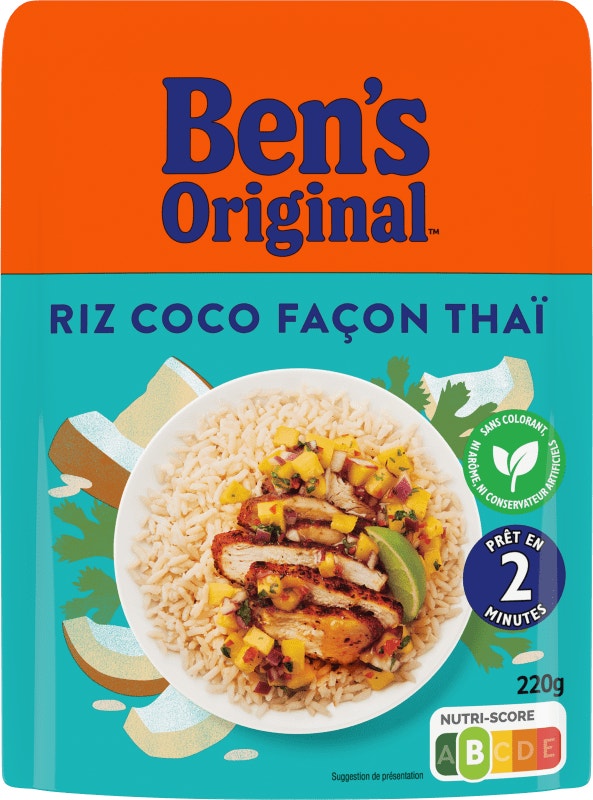BEN'S ORIGINAL™ Riz Micro Ondable 2min Coco façon Thaï 220g